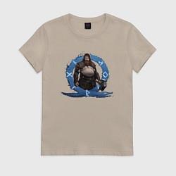 Футболка хлопковая женская Тор GoW Ragnarok, цвет: миндальный