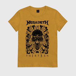 Футболка хлопковая женская Megadeth Thirteen, цвет: горчичный
