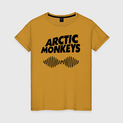 Футболка хлопковая женская Arctic Monkeys, цвет: горчичный