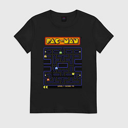 Футболка хлопковая женская Pac-Man на ZX-Spectrum, цвет: черный