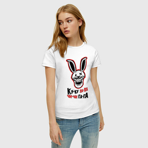 Женская футболка Ку-ку ля-ля, кролик скелет / Белый – фото 3