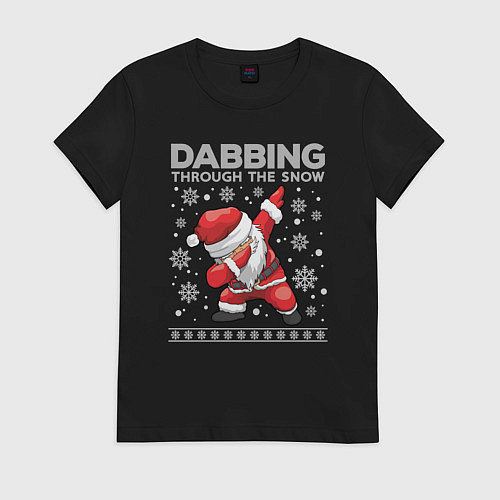 Женская футболка Through the snow Santa dabbing / Черный – фото 1