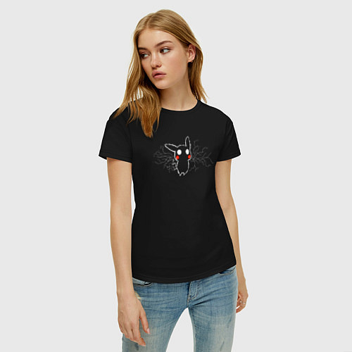 Женская футболка Пикачу здержаный арт / Черный – фото 3