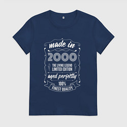 Футболка хлопковая женская Made in 2000 retro old school, цвет: тёмно-синий