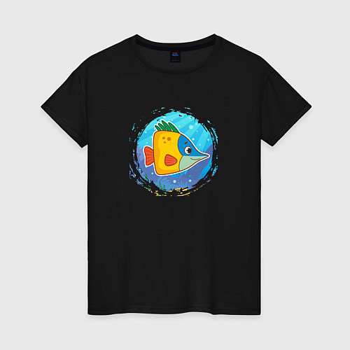 Женская футболка Мультяшная морская рыбка / Черный – фото 1