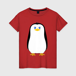Футболка хлопковая женская Красивый пингвин, цвет: красный
