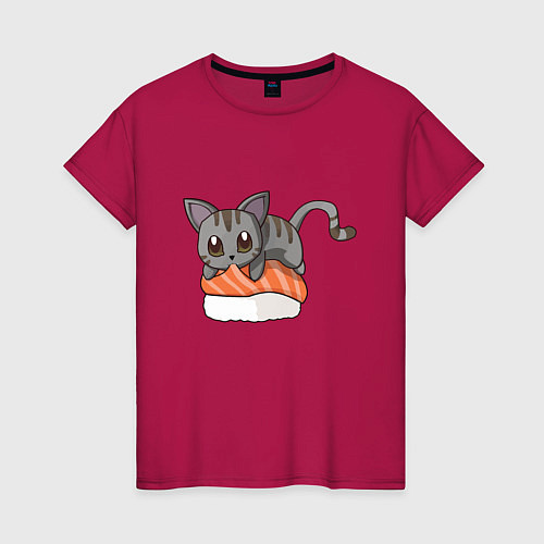 Женская футболка Sushi cat / Маджента – фото 1