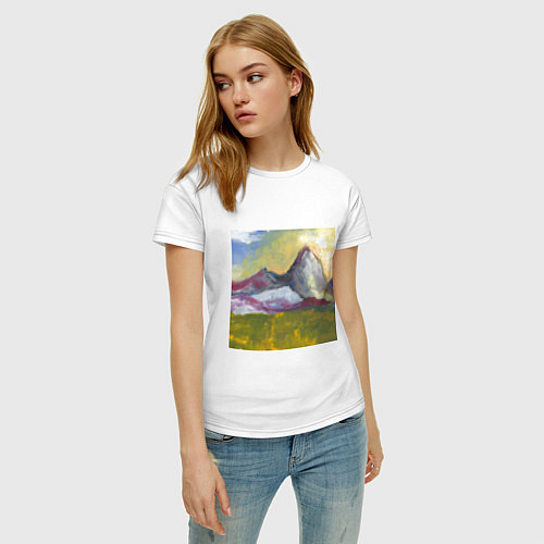 Женская футболка Арт Утро в горах / Белый – фото 3