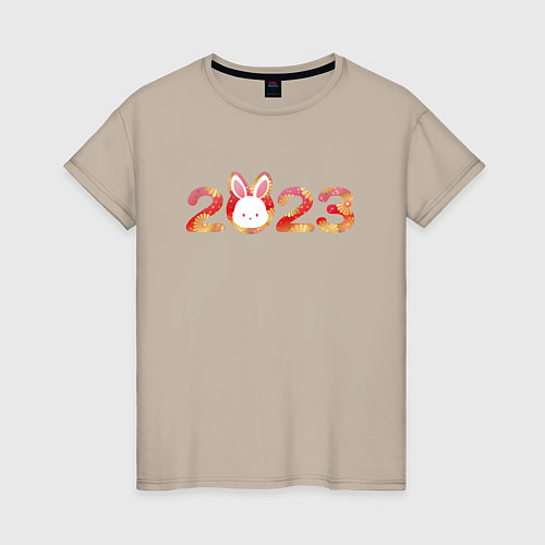 Женская футболка 2023 - Год кролика / Миндальный – фото 1