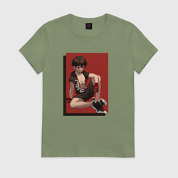 Футболка хлопковая женская Красавчик Кабанэ Кусак - Инцидент Кэмоно, цвет: авокадо