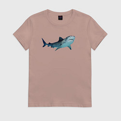 Футболка хлопковая женская Realistic shark, цвет: пыльно-розовый