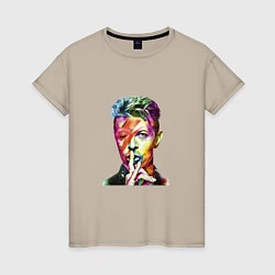 Футболка хлопковая женская David Bowie singer, цвет: миндальный