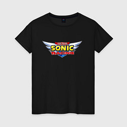 Футболка хлопковая женская Team Sonic racing - logo, цвет: черный