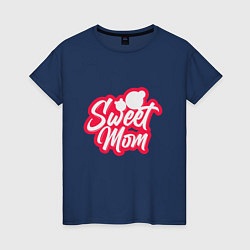 Футболка хлопковая женская Sweet Mom, цвет: тёмно-синий