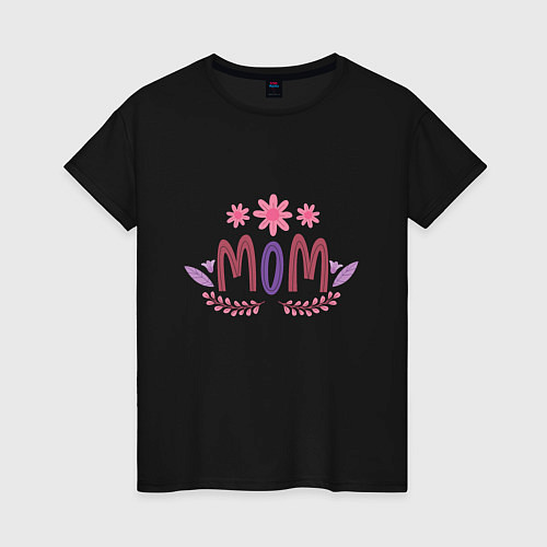 Женская футболка Flowers mom / Черный – фото 1