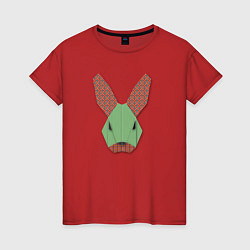 Футболка хлопковая женская Лоскутный кролик, цвет: красный