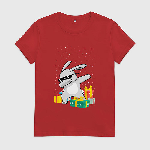 Женская футболка Кролик ДЭБ и новый год / Красный – фото 1