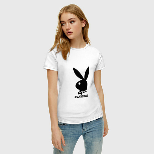 Женская футболка Черный кролик play2023 / Белый – фото 3