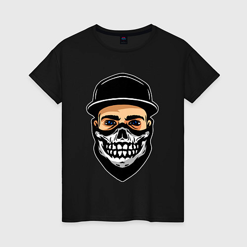 Женская футболка Парень в маске с черепом / Черный – фото 1