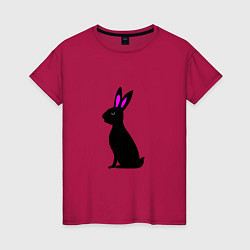 Футболка хлопковая женская Черный кролик, цвет: маджента