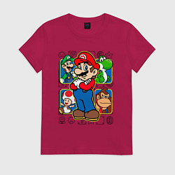 Футболка хлопковая женская Супер Марио, цвет: маджента