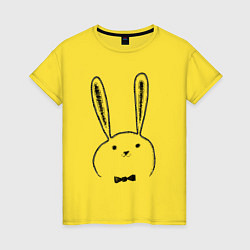 Футболка хлопковая женская Кролик с бабочкой, цвет: желтый