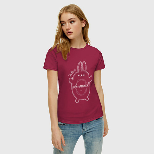 Женская футболка Кролик Давай обнимемся / Маджента – фото 3