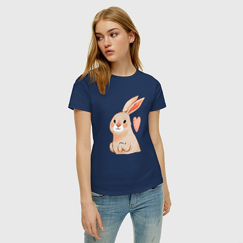 Женская футболка Крольчиха с сердечком / Тёмно-синий – фото 3