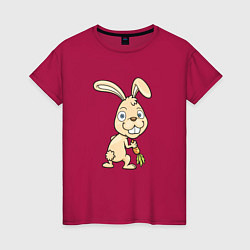 Футболка хлопковая женская Кролик с морковкой, цвет: маджента
