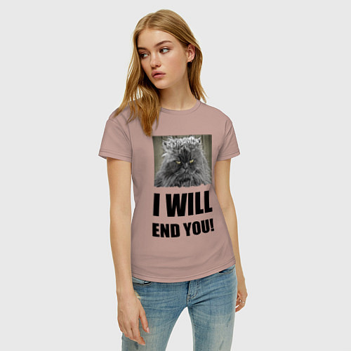 Женская футболка I will end you - joke / Пыльно-розовый – фото 3