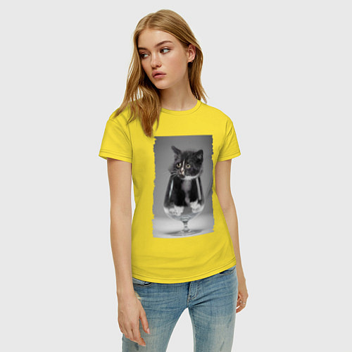 Женская футболка Котёнок в бокале / Желтый – фото 3