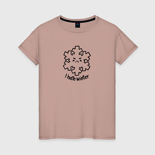 Женская футболка Снежинка ненавидит зиму / Пыльно-розовый – фото 1