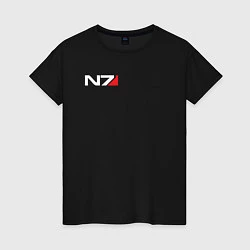 Футболка хлопковая женская Логотип N7, цвет: черный