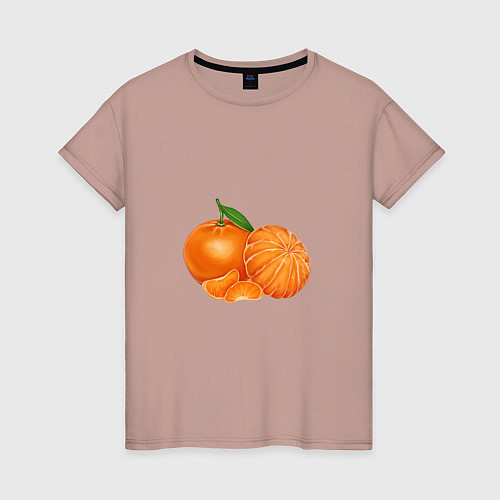 Женская футболка Мандарины цитрусовые / Пыльно-розовый – фото 1