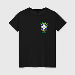 Футболка хлопковая женская Сборная Бразилии, цвет: черный