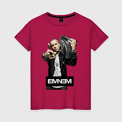 Футболка хлопковая женская Eminem boombox, цвет: маджента