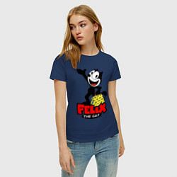 Футболка хлопковая женская Cat Felix magic bag, цвет: тёмно-синий — фото 2