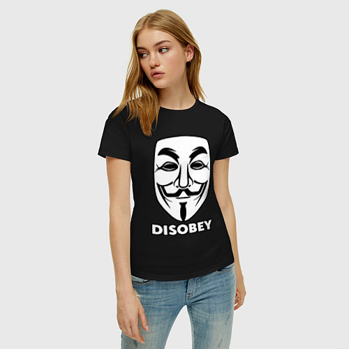 Женская футболка Guy Fawkes - disobey / Черный – фото 3