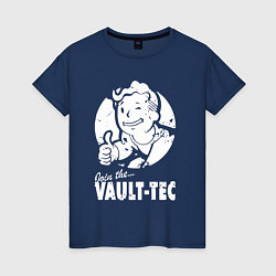 Футболка хлопковая женская Vault boy - join the vault tec, цвет: тёмно-синий