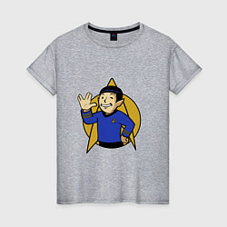 Футболка хлопковая женская Spoke - vault boy, цвет: меланж