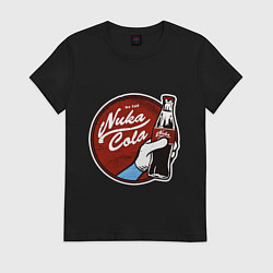 Футболка хлопковая женская Nuka cola sticker, цвет: черный