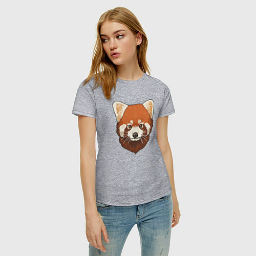 Женская футболка Голова милой красной панды / Меланж – фото 3