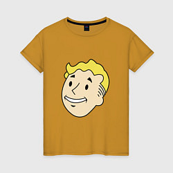 Футболка хлопковая женская Vault boy head, цвет: горчичный