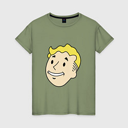 Футболка хлопковая женская Vault boy head, цвет: авокадо