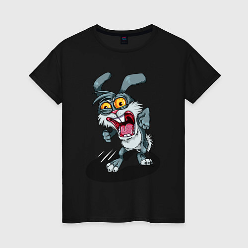 Женская футболка Безумный кролик / Черный – фото 1