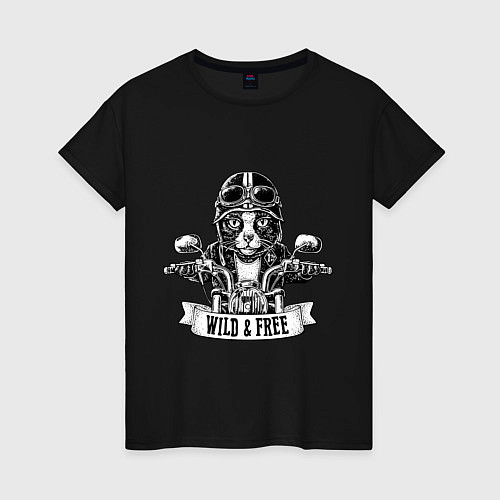Женская футболка Байкер - дикий и свободный / Черный – фото 1