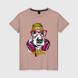 Футболка хлопковая женская Dj dog, цвет: пыльно-розовый