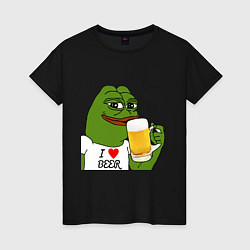 Футболка хлопковая женская Drink Pepe, цвет: черный