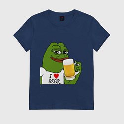 Футболка хлопковая женская Drink Pepe, цвет: тёмно-синий