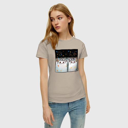 Женская футболка Мрачные коты празднуют / Миндальный – фото 3